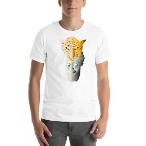Leopard & Man Face Short-Sleeve Unisex T-Shirt